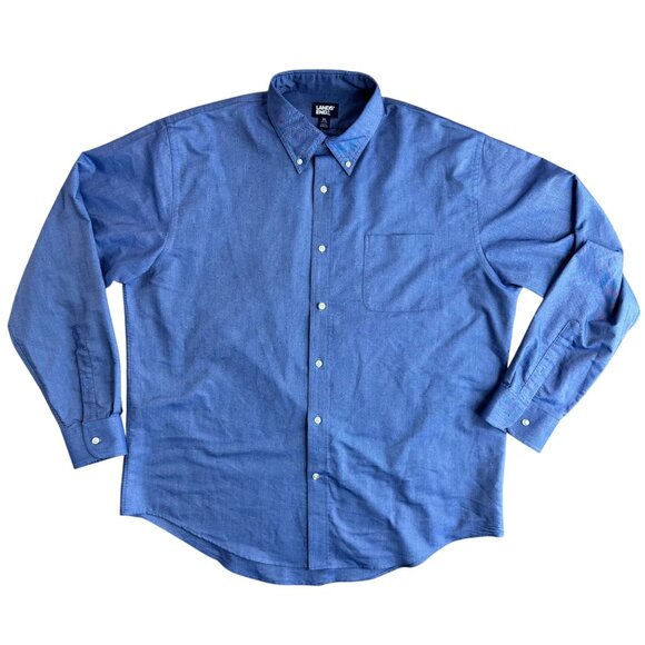 Lands End Button Down Dress Shirt Mens XL Oxford Pocket Oeko Tek Work Career - Picture 3 of 7